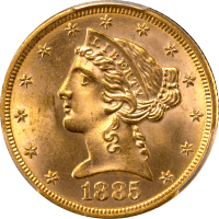 1885 Liberty Gold Half Eagle ($5) Obverse Image