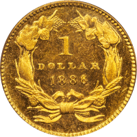 1886 Gold Dollar (G$1) Reverse Image