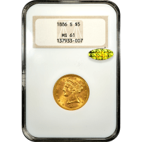 1886-S Liberty Gold Half Eagle ($5) Obverse Slab Image