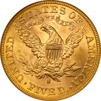 1886-S Liberty Gold Half Eagle ($5) Reverse Image