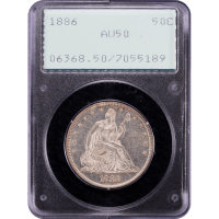 1886 Seated Liberty Half Dollar (50c) Rattler SLAB Image