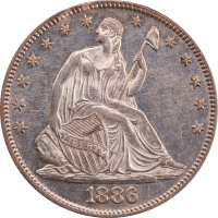 1886 Seated Liberty Half Dollar (50c) Rattler Obverse Image