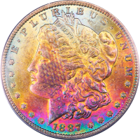 1887 Morgan Dollar ($1) Rainbow Toner Obverse Image