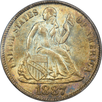 1887 Seated Liberty Dime (10c) OBVERSE Image