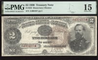 1890 $2 Treasury Note Ornate Back Obverse Image