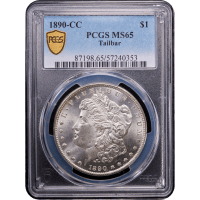 1890-CC Morgan Dollar ($1) Tailbar Obverse Slab Image