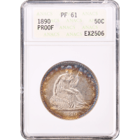 1890 Seated Liberty Half Dollar (50c) Obverse Slab Image