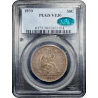 1890 Seated Liberty Half Dollar (50c) Obverse Slab Image