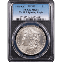 1891-CC Morgan Dollar ($1) VAM 3 Spitting Eagle Obverse Slab Image