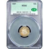 1891 Seated Liberty Dime (10c) Obverse Slab Image