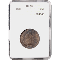 1891 Seated Liberty Quarter (25c) Obverse Slab Image