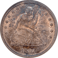 1891 Seated Liberty Quarter (25c) Obverse Image