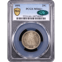 1891 Seated Liberty Quarter (25c) Obverse Slab Image