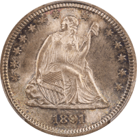 1891 Seated Liberty Quarter (25c) Obverse Image