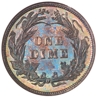 1892 5-Coin Proof Set Barber Dime 10c Reverse Image
