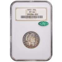 1892 5-Coin Proof Set Barber Quarter 25c Obverse Slab Image