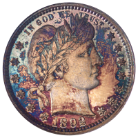 1892 5-Coin Proof Set Barber Quarter 25c Obverse Image