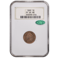 1892 5-Coin Proof Set Indian Cent 1c Obverse Slab Image