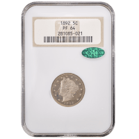 1892 5-Coin Proof Set Liberty Nickel 5c Obverse Slab Image