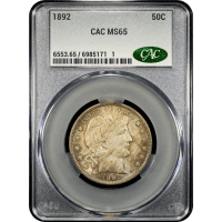 1892 Barber Half Dollar (50c) Obverse Slab Image