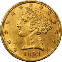 1893-O Liberty Gold Half Eagle ($5) OBVERSE Image