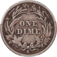 1896-S Barber Dime (10c) REVERSE Image