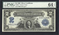 1899 $2 Mini Porthole Silver Certificate Obverse Image