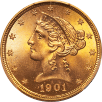 1901 Liberty Gold Half Eagle ($5) Obverse Image