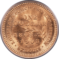 1903 LA Purchase Commemorative Gold Dollar (G$1) - Jefferson Reverse Image