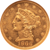 1906 Liberty Gold Quarter Eagle ($2.50) Obverse Image