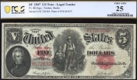 1907 $5 Woodchopper Legal Tender OBVERSE Image