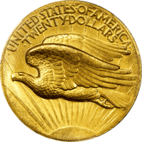 1907 High Relief Saint Gaudens Double Eagle ($20) Wire Edge Reverse Image