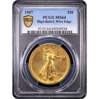 1907 High Relief Saint Gaudens Double Eagle ($20) Wire Edge Obverse Slab Image