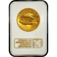 1907 High Relief Saint-Gaudens Gold Double Eagle ($20) Wire Edge Reverse Slab Image