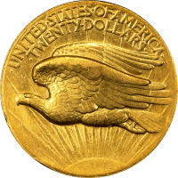 1907 High Relief Saint-Gaudens Gold Double Eagle ($20) Wire Edge Reverse Image