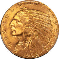 1908 Indian Gold Half Eagle ($5) Obverse Image