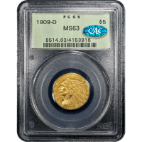 1909-D Indian Gold Half Eagle ($5) OGH Obverse Slab Image