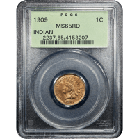 1909 Indian Cent (1c) OGH SLAB Image