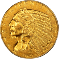 1909-O Indian Gold Half Eagle ($5) OGH Obverse Image