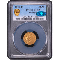1911-D Indian Gold Quarter Eagle ($2.50) Strong D Obverse Slab Image
