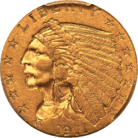 1911-D Indian Gold Quarter Eagle ($2.50) Strong D Obverse Image