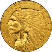 1911 Indian Gold Quarter Eagle ($2.50) OGH OBVERSE Image