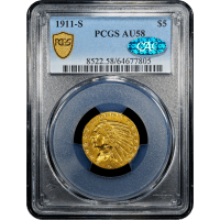 1911-S Indian Gold Half Eagle ($5) Obverse Slab Image