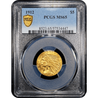 1912 Indian Gold Half Eagle ($5) Obverse Slab Image