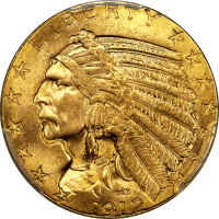 1912 Indian Gold Half Eagle ($5) Obverse Image