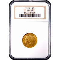 1913 Indian Gold Half Eagle ($5) Obverse Slab Image