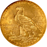1913 Indian Gold Half Eagle ($5) REVERSE Image