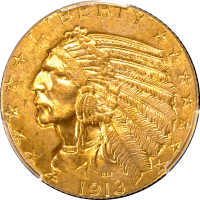 1913 Indian Gold Half Eagle ($5) OBVERSE Image