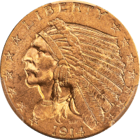1914-D Indian Gold Quarter Eagle ($2.50) Obverse Image