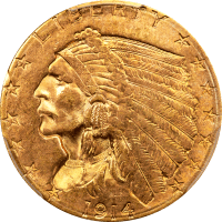 1914-D Indian Gold Quarter Eagle ($2.50) Obverse Image
